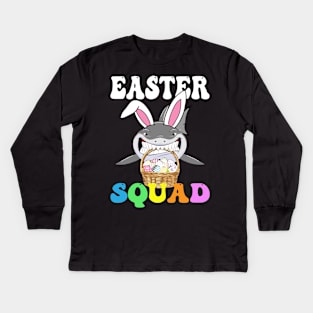 Bunny Shark Easter Squad Kids Long Sleeve T-Shirt